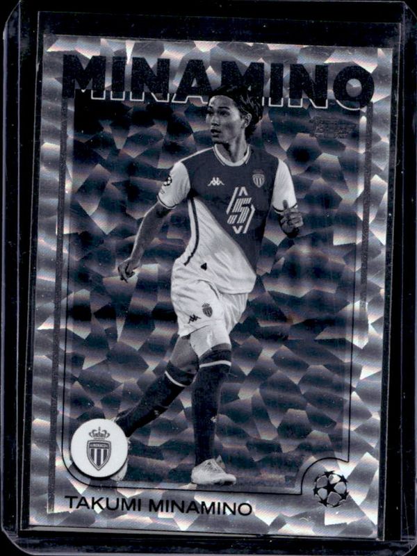 Takumi Minamino 2024 Topps UEFA Club Competitions #57 Black & White Icy Foil /150 RAW