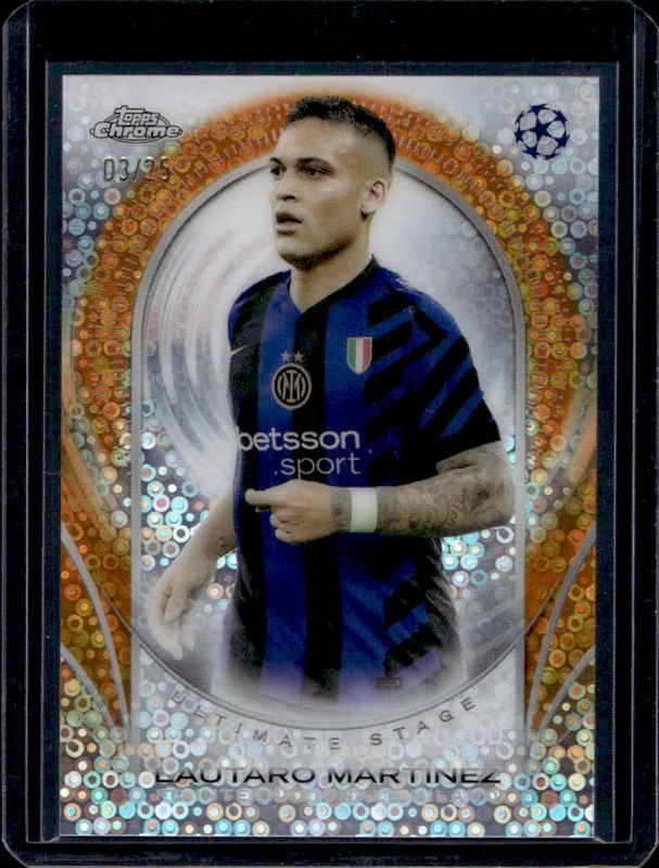 Lautaro Martinez 2024 Topps UEFA Club Competitions #USC-23 Ultimate Stage Chrome - Orange Refractor /25 RAW