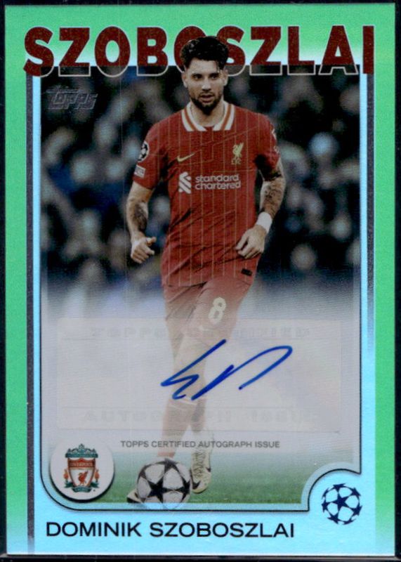 Dominik Szoboszlai 2024 Topps UEFA Club Competitions #A-DS Base Autographs - Neon Green Foilboard /199 RAW