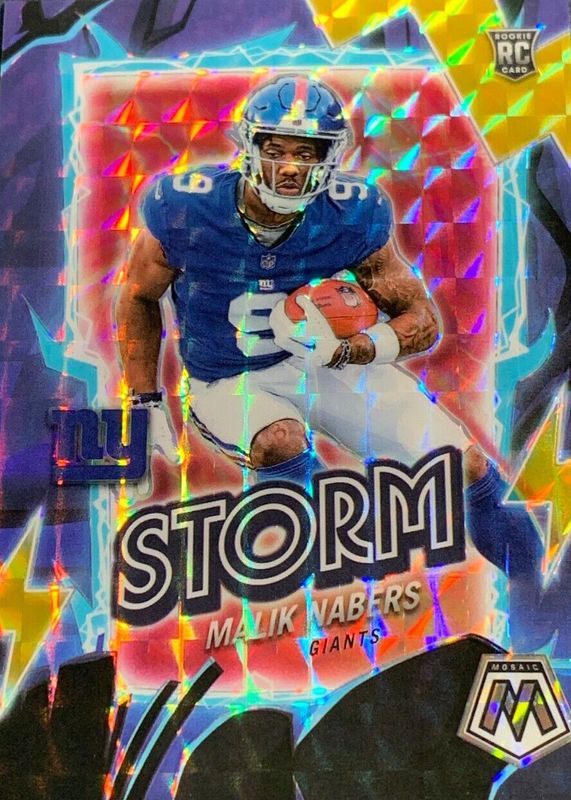 Malik Nabers 2024 Mosaic #12 Storm - Gold /10 Rookie RAW