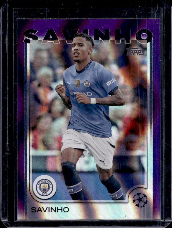 Savinho 2024 Topps UEFA Club Competitions #56 Purple Flowfractor RAW