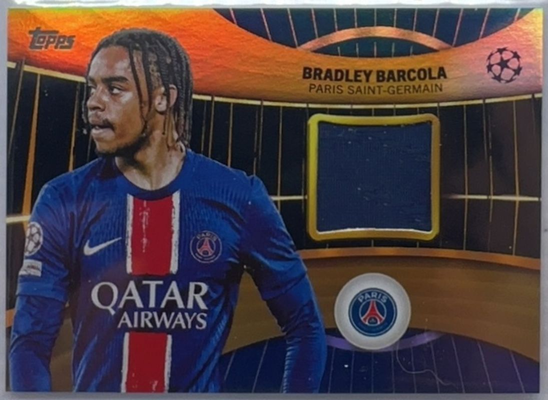 Bradley Barcola 2024 Topps UEFA Club Competitions #SR-BB Topps Superstar Relics - Gold Foilboard /50 RAW