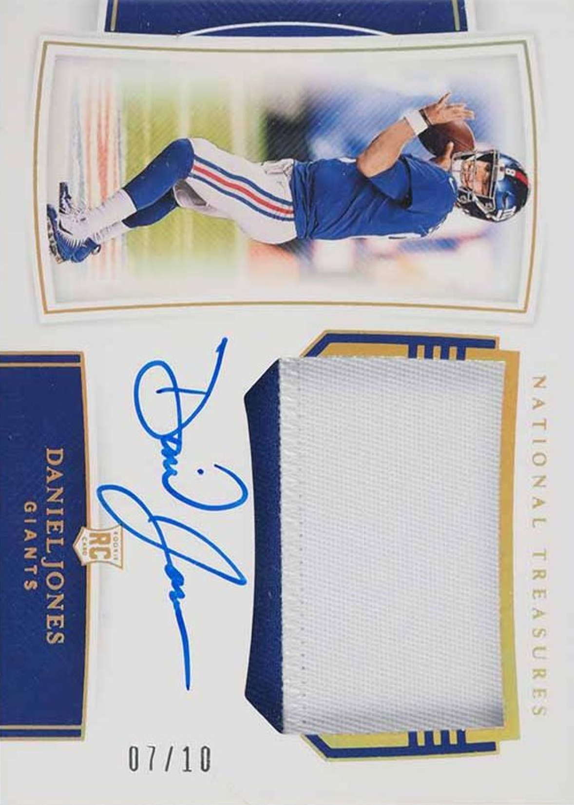 Daniel Jones 2019 National Treasures #162 Rookie Patch Auto - Holo