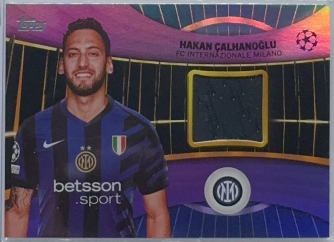 Hakan Calhanoglu 2024 Topps UEFA Club Competitions #SR-HC Topps Superstar Relics - Purple Foilboard /299 RAW