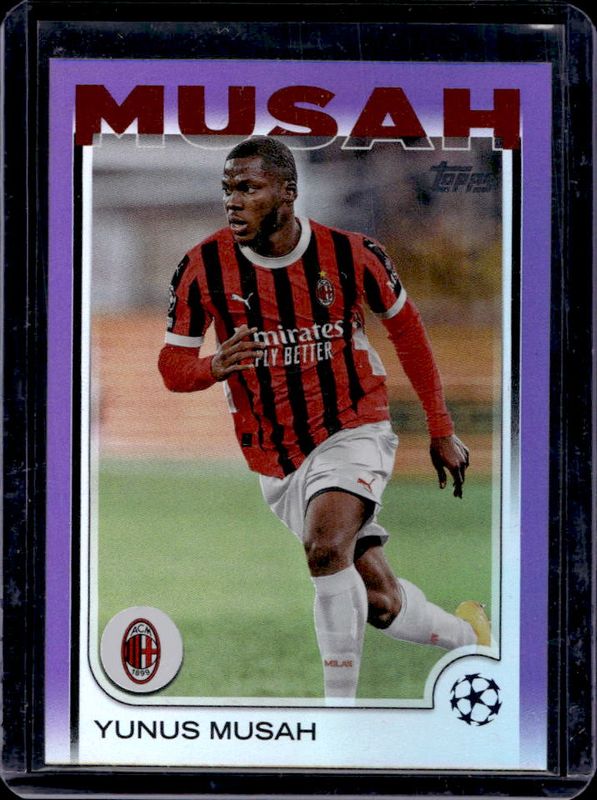 Yunus Musah 2024 Topps UEFA Club Competitions #79 Purple Foilboard /15 RAW
