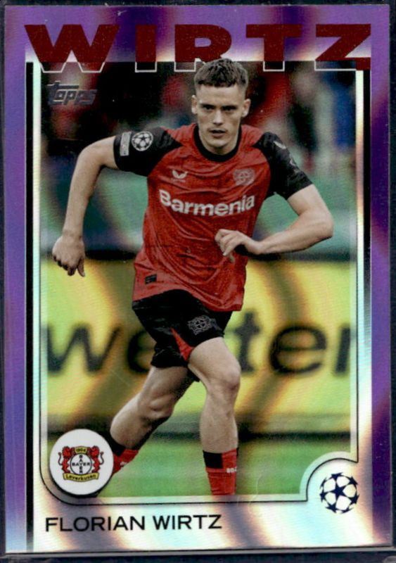 Florian Wirtz 2024 Topps UEFA Club Competitions #150 Purple Flowfractor RAW