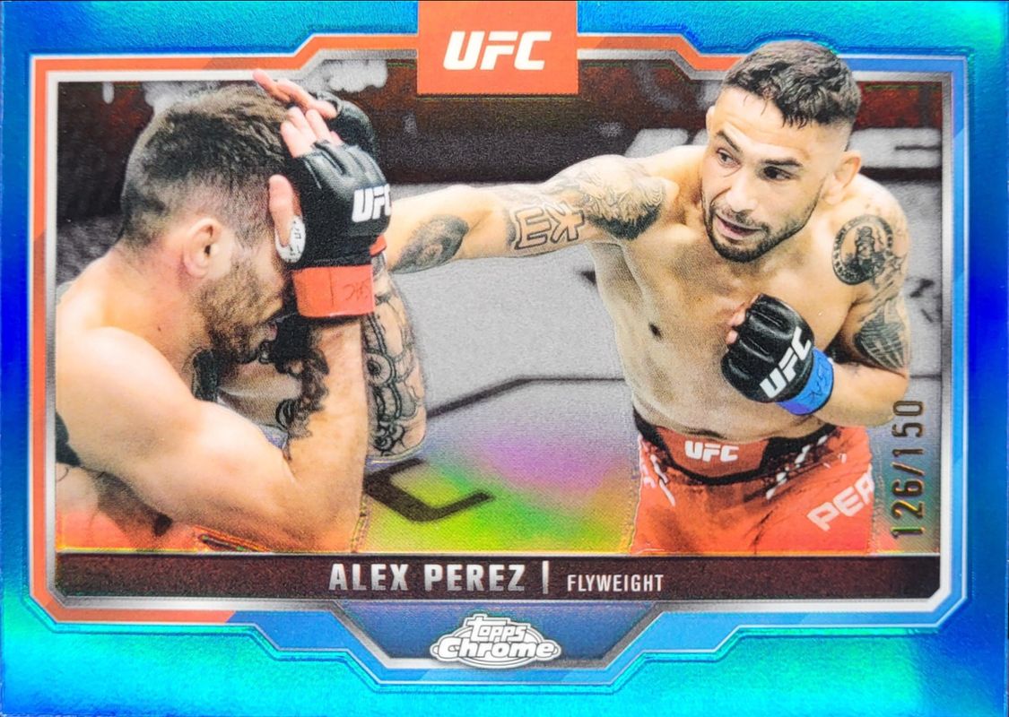 Alex Perez 2025 Topps Chrome UFC #60 Blue Refractor /150 RAW