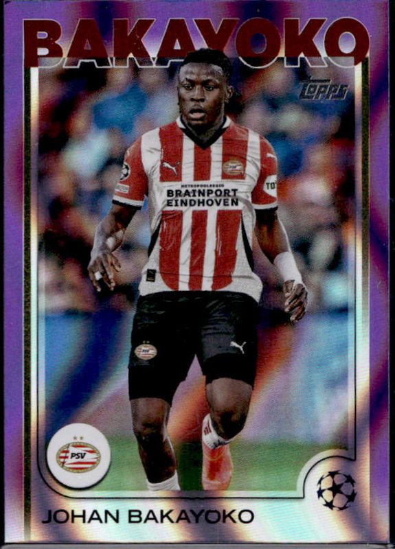 Johan Bakayoko 2024 Topps UEFA Club Competitions #178 Purple Flowfractor RAW
