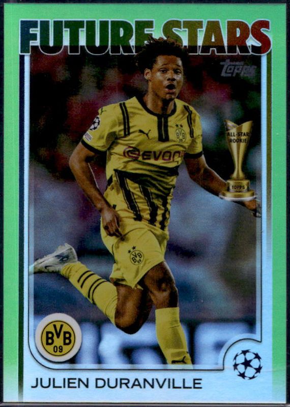 Julien Duranville 2024 Topps UEFA Club Competitions #166 Neon Green Foilboard /199 RAW