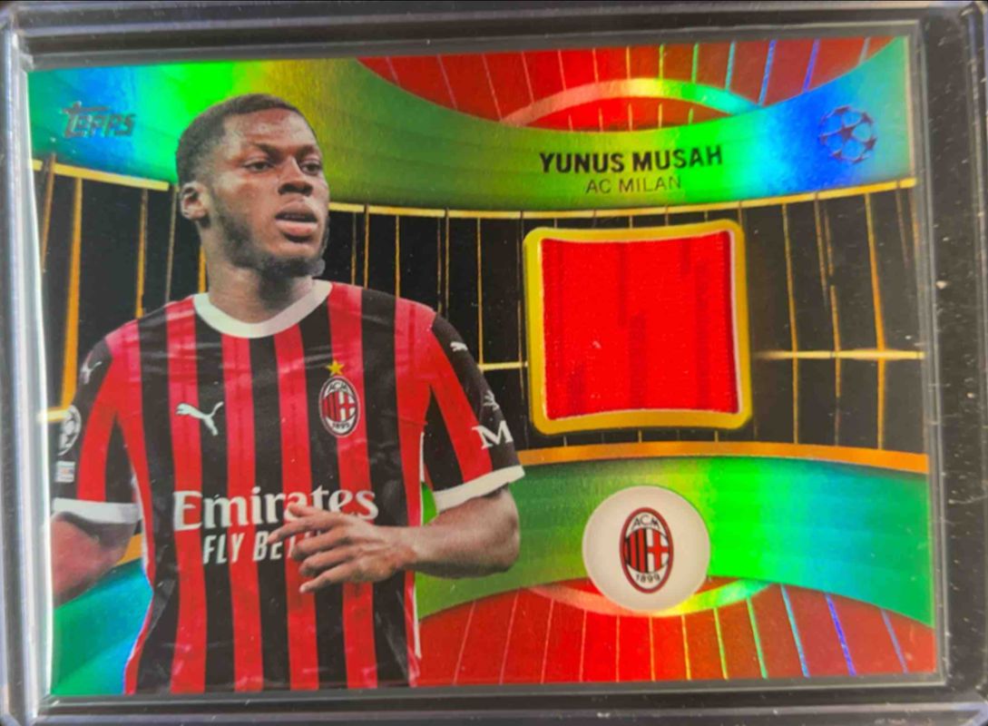 Yunus Musah 2024 Topps UEFA Club Competitions #SR-YM Topps Superstar Relics - Green Foilboard /99 RAW