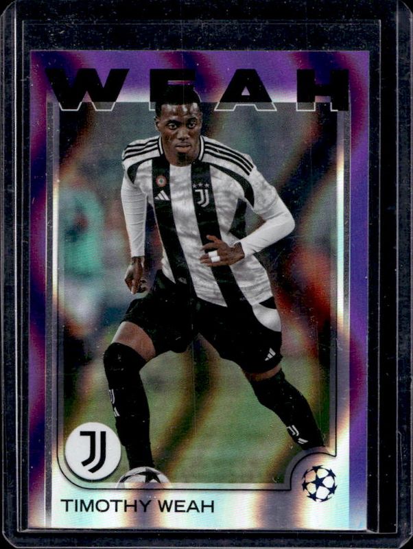 Timothy Weah 2024 Topps UEFA Club Competitions #88 Purple Flowfractor RAW