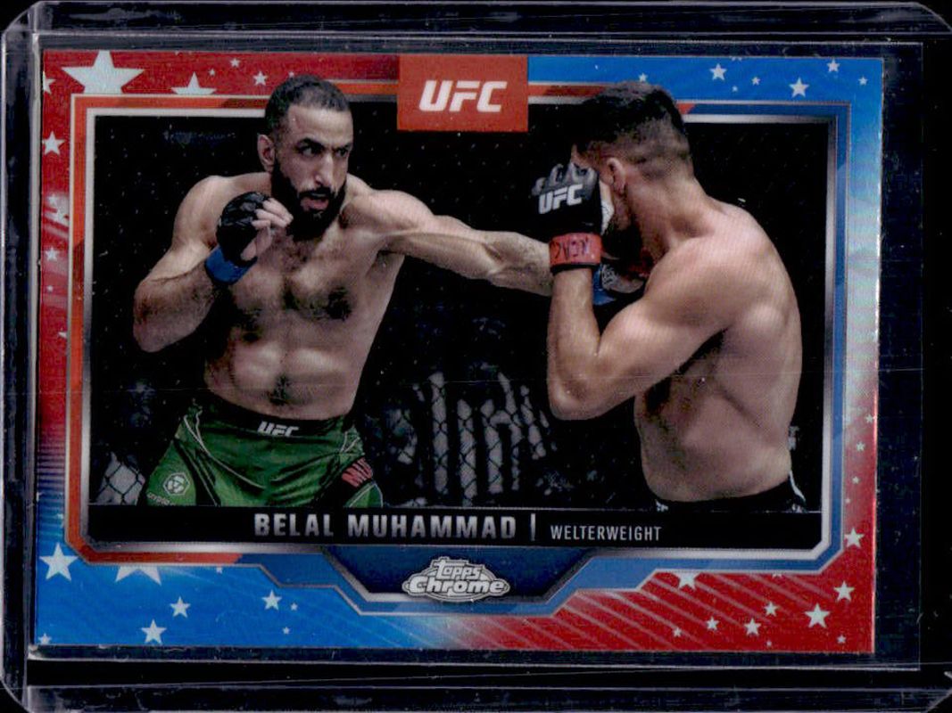 Belal Muhammad 2025 Topps Chrome UFC #126 Red White Blue Refractor /88 RAW