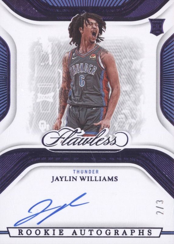 Jaylin Williams 2022 Flawless #DA-JYW Distinguished Autographs - Amethyst /3 Rookie RAW