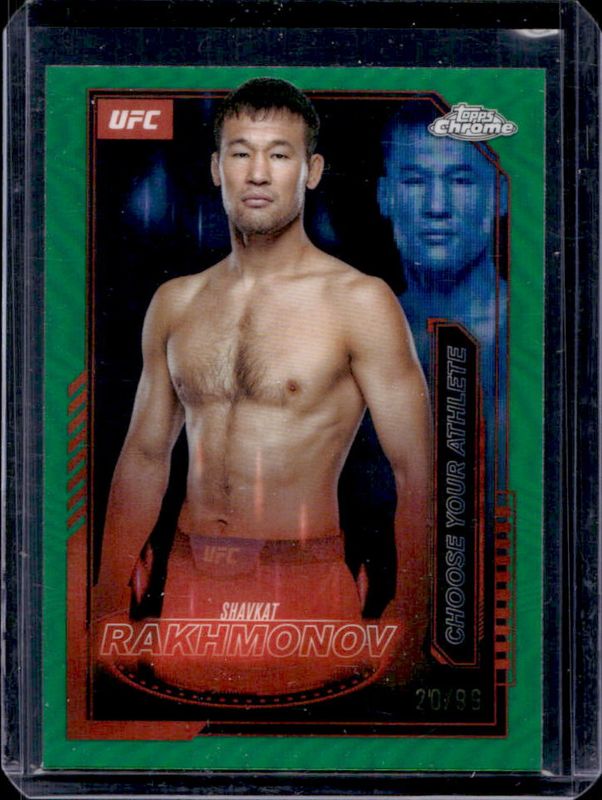 Shavkat Rakhmonov 2025 Topps Chrome UFC #MCL-17 Mission Control - Green Refractor /99 RAW