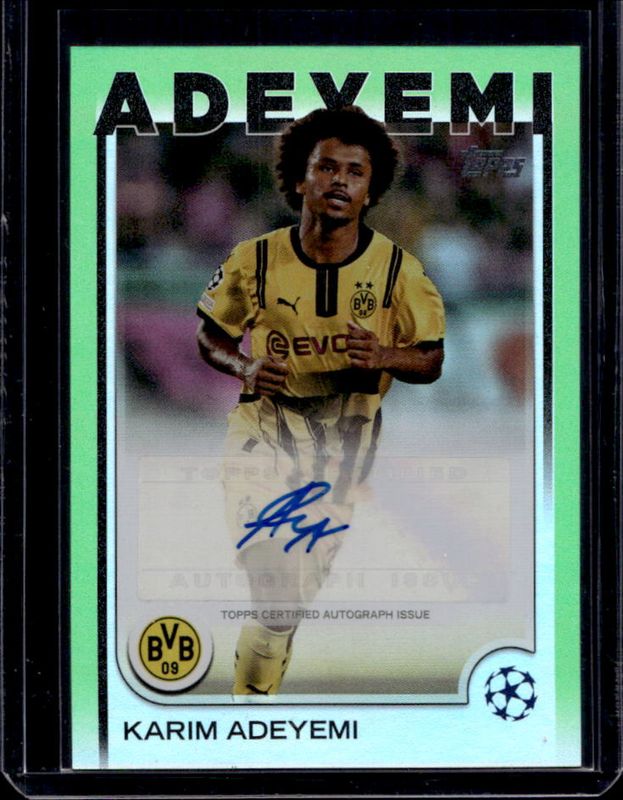 Karim Adeyemi 2024 Topps UEFA Club Competitions #A-KA Base Autographs - Neon Green Foilboard /199 RAW