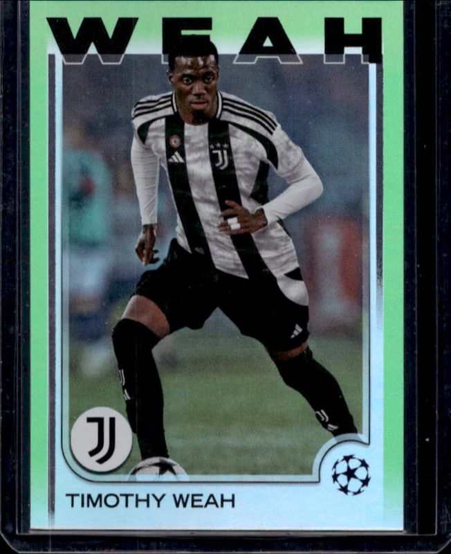 Timothy Weah 2024 Topps UEFA Club Competitions #88 Neon Green Foilboard /199 RAW