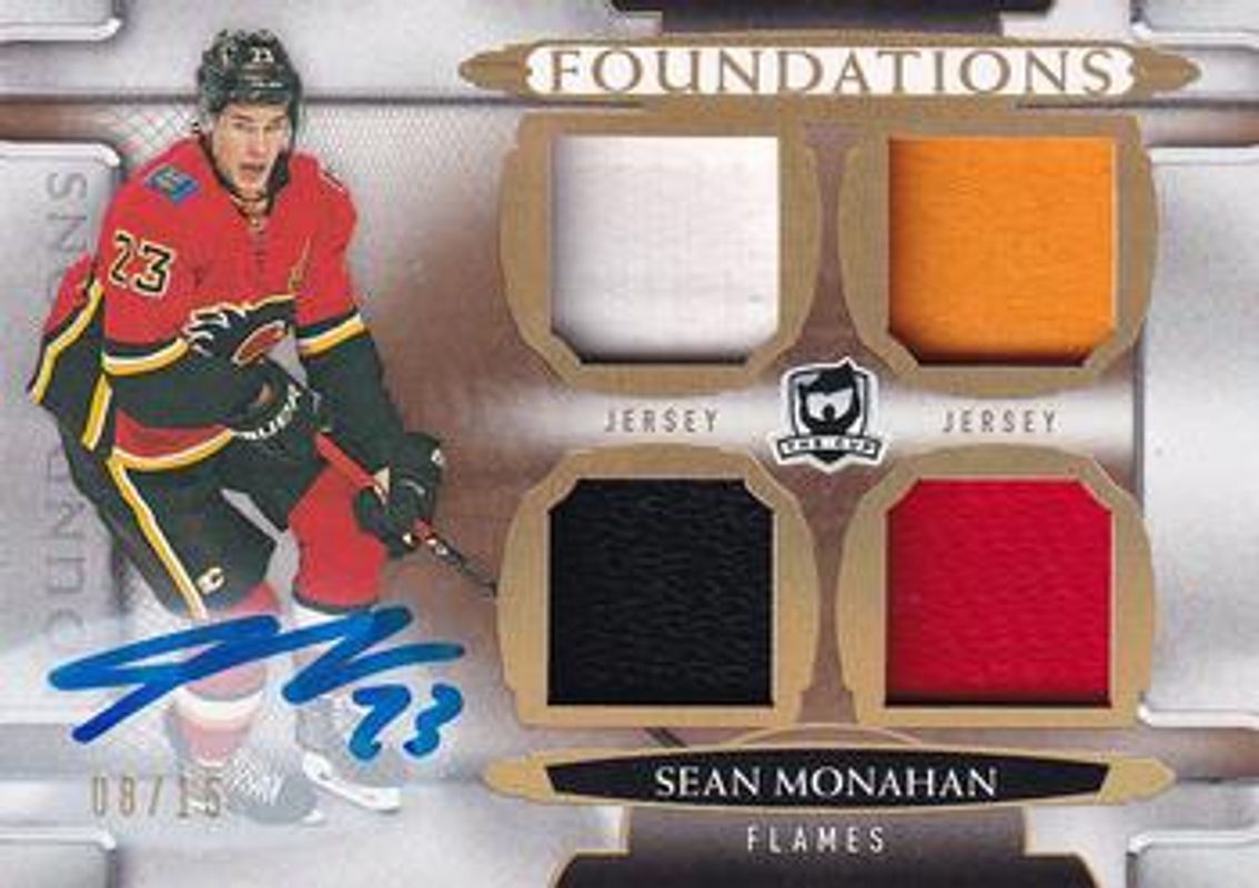 Sean Monahan 2018 Upper Deck The Cup #F-SM Cup Foundations Jersey Autographs /15 RAW