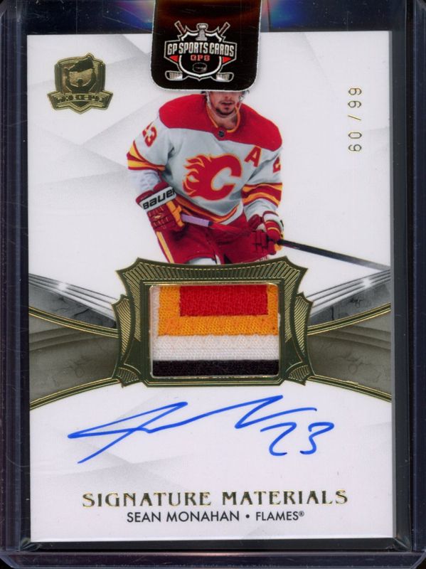 Sean Monahan 2018 Upper Deck The Cup #SP-SM Signatures Materials /99 RAW