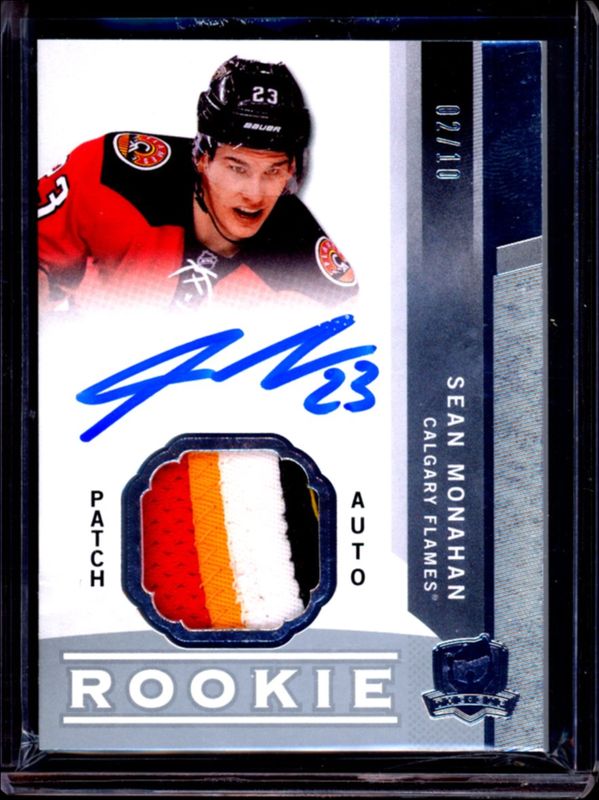 Sean Monahan 2018 Upper Deck The Cup #12T-SM The Cup Rookie Tribute Autographs Patch 2012 /10 RAW