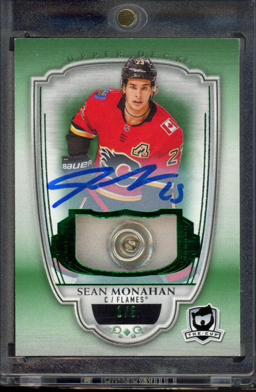 Sean Monahan 2018 Upper Deck The Cup #8 Green Foil Button /3 RAW