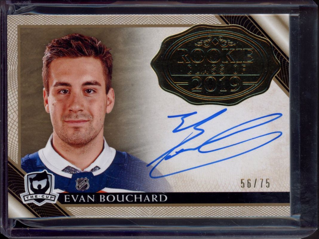 Evan Bouchard 2018 Upper Deck The Cup #2019-EB Rookie Class of 2019 Gold Foil Auto /75 RAW