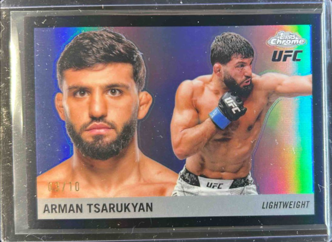 Arman Tsarukyan 2025 Topps Chrome UFC #55T-12 1955 Topps - Black Refractor /10 RAW