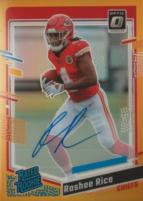 Rashee Rice 2023 Optic #257 Rated Rookie Autographs - Gold /10 RAW