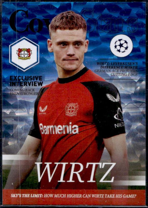 Florian Wirtz 2024 Topps UEFA Club Competitions #CS-8 Cover Stars - Icy Blue /75 RAW