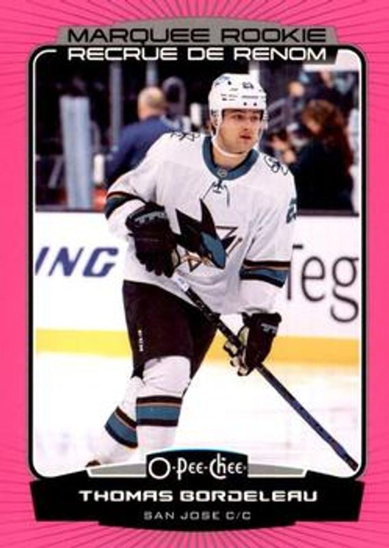 Thomas Bordeleau 2022 O-Pee-Chee #570 Neon Pink Border /75 Rookie RAW
