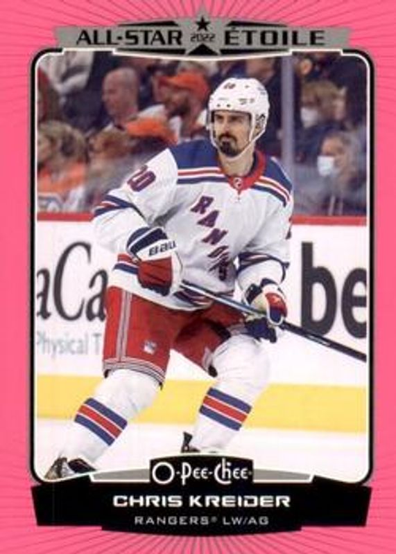 Chris Kreider 2022 O-Pee-Chee #539 Neon Pink Border /75 RAW