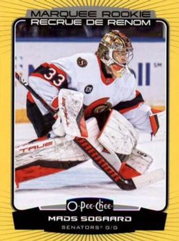 Mads Sogaard 2022 O-Pee-Chee #563 Yellow Border Rookie RAW