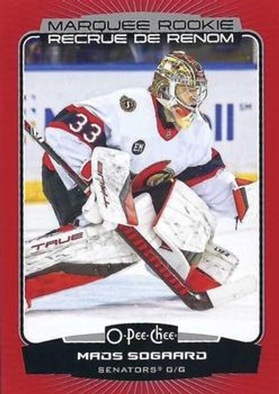 Mads Sogaard 2022 O-Pee-Chee #563 Red Border Rookie RAW
