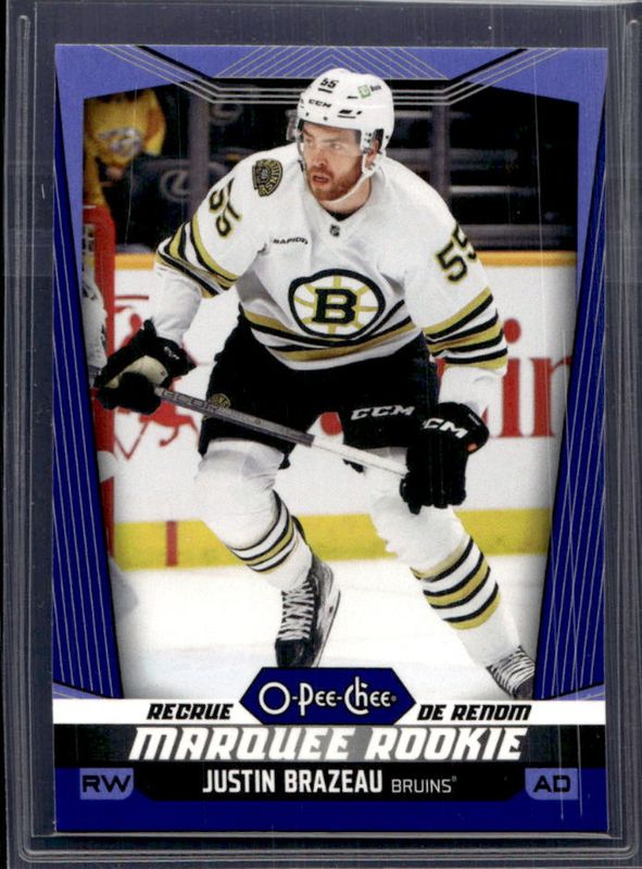 Justin Brazeau 2024 O-Pee-Chee #582 Blue Border Rookie RAW