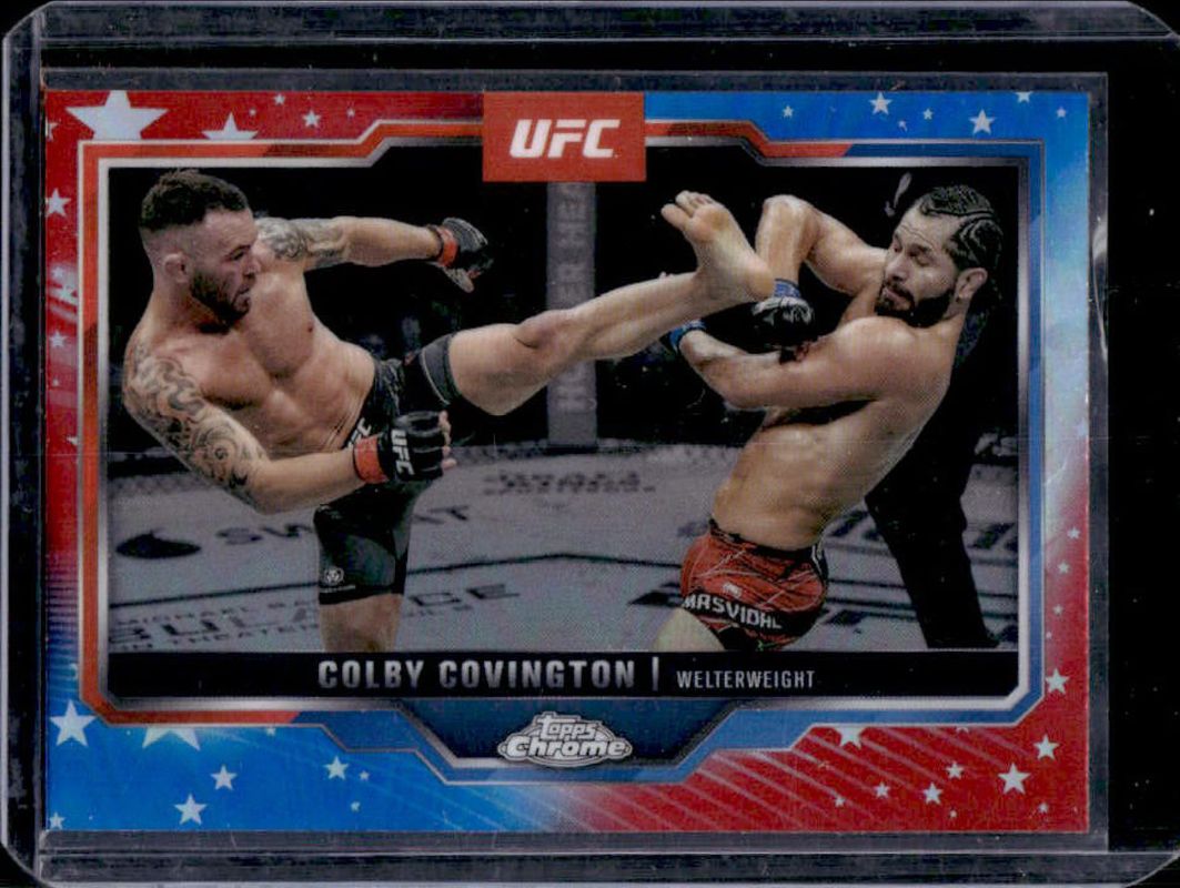 Colby Covington 2025 Topps Chrome UFC #154 Red & Blue Refractor RAW