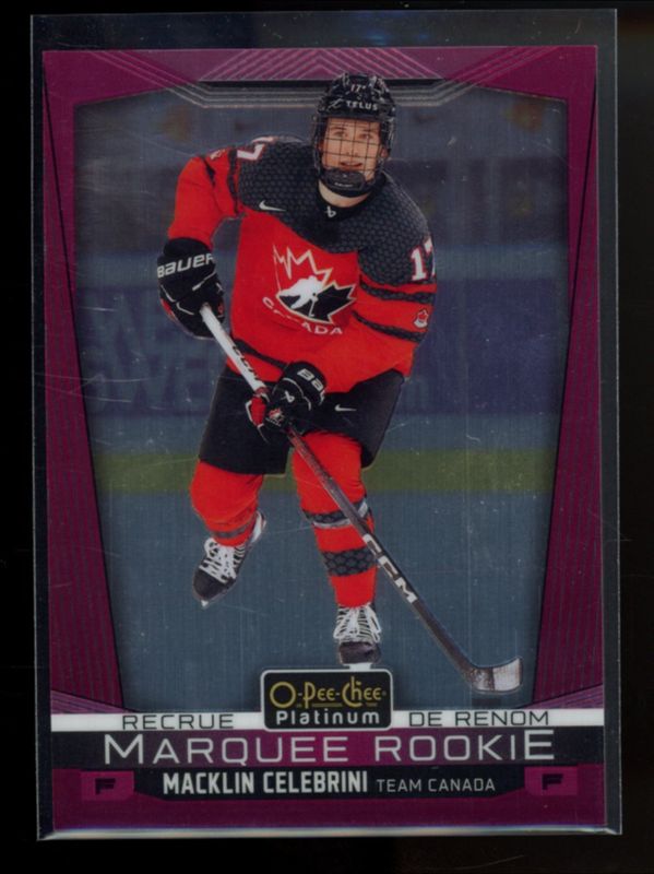 Macklin Celebrini 2024 O-Pee-Chee #P-MC 2024-25 OPC Platinum Previews - Matte Pink /75 Rookie RAW