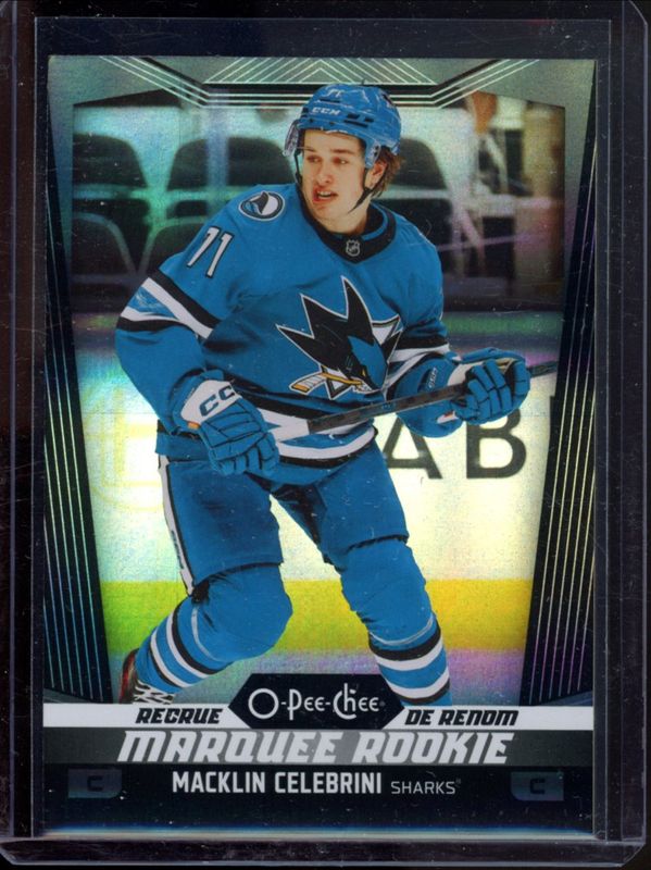 Macklin Celebrini 2024 O-Pee-Chee #545 Rainbow Black /100 Rookie RAW