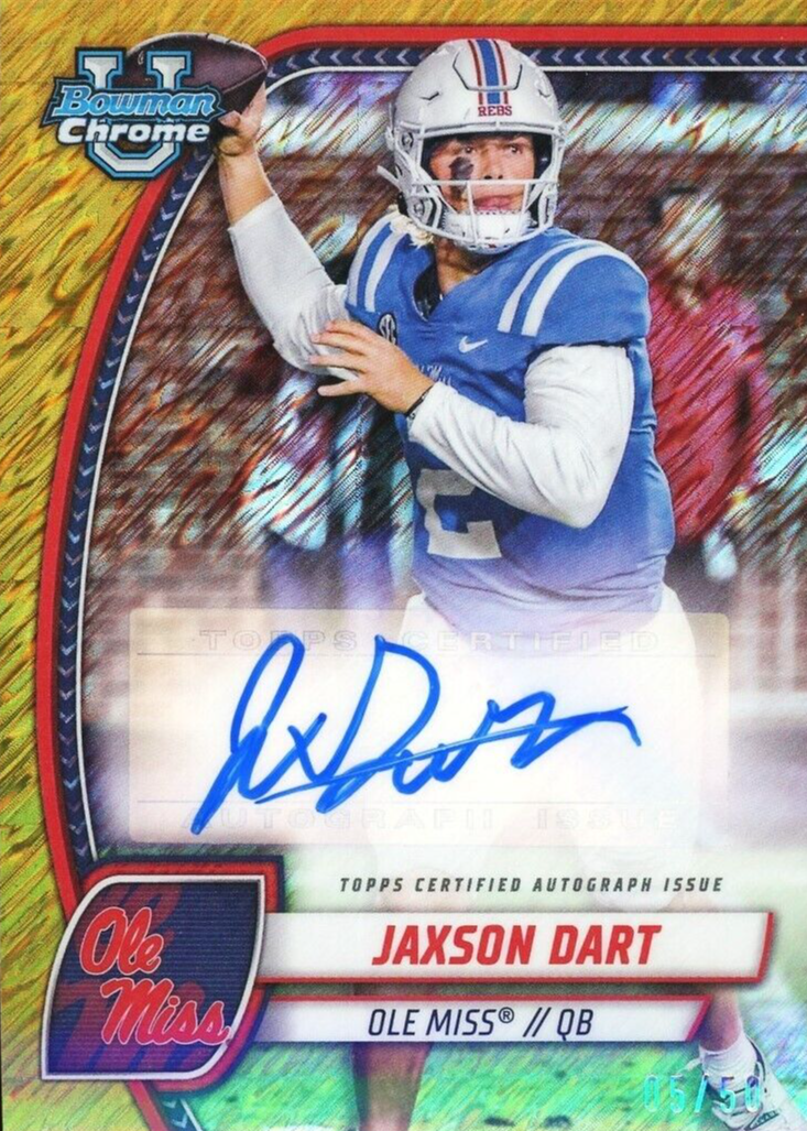 Jaxson Dart 2024 Bowman Chrome University #PA-JDA Prospect Auto