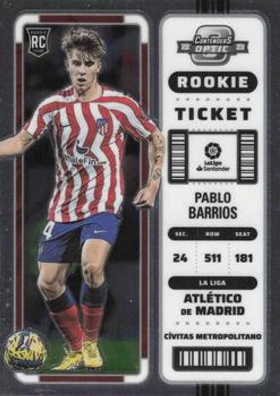 Pablo Barrios 2022 Chronicles #294 Contenders Optic Rookie Ticket La Liga RAW