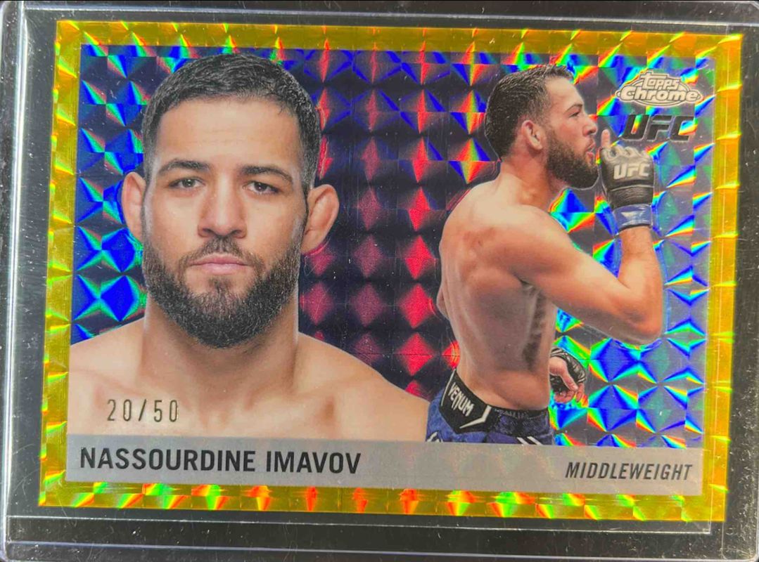 Nassourdine Imavov 2025 Topps Chrome UFC #55T-24 1955 Topps - Gold Geometric Refractor /50 RAW