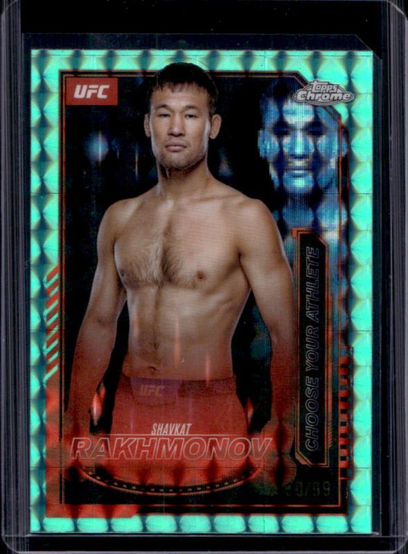 Shavkat Rakhmonov 2025 Topps Chrome UFC #MCL-17 Mission Control - Aqua Geometric Refractor /99 RAW