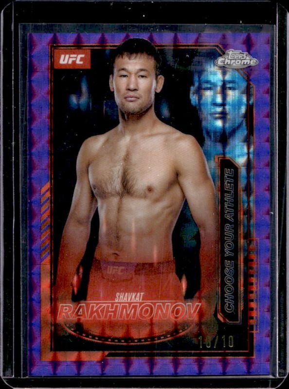 Shavkat Rakhmonov 2025 Topps Chrome UFC #MCL-17 Mission Control - Purple Geometric Refractor /10 RAW