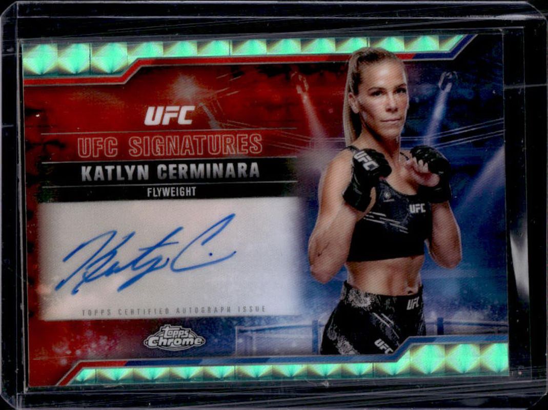 Katlyn Cerminara 2025 Topps Chrome UFC #SIG-KC UFC Signatures - Aqua Geometric Refractor RAW