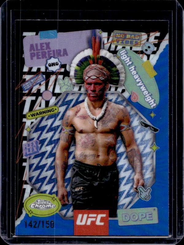 Alex Pereira 2025 Topps Chrome UFC #TRM-7 Tailor Made - Blue Refractor /150 RAW