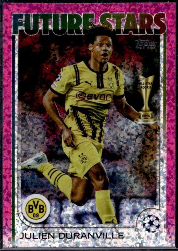 Julien Duranville 2024 Topps UEFA Club Competitions #166 Pink Sparkle RAW