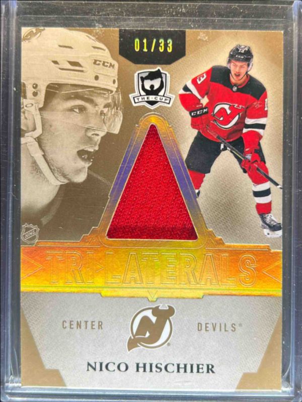 Nico Hischier 2018 Upper Deck The Cup #TL-NH Trilaterals - Jerseys /33 RAW