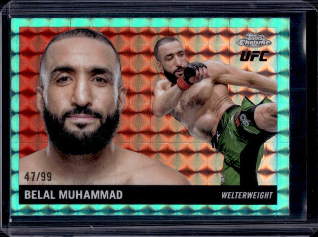 Belal Muhammad 2025 Topps Chrome UFC #55T-18 1955 Topps - Aqua Geometric Refractor /99 RAW