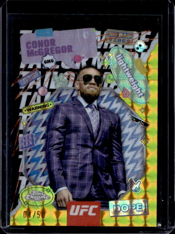 Conor McGregor 2025 Topps Chrome UFC #TRM-10 Tailor Made - Gold Geometric Refractor /50 RAW