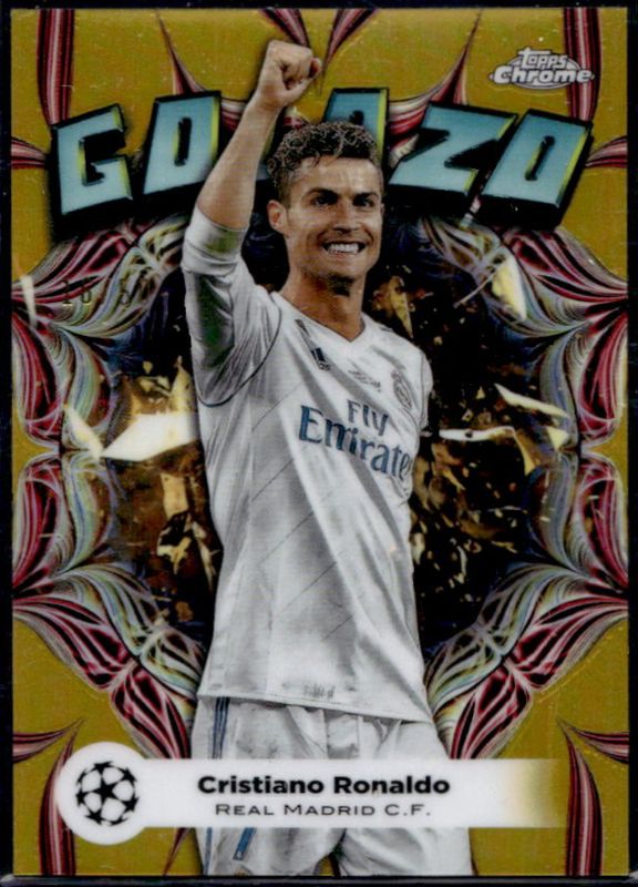 Cristiano Ronaldo 2023 Topps Chrome UEFA Club Competitions #GL-2 Golazo - Gold Refractor /50 RAW