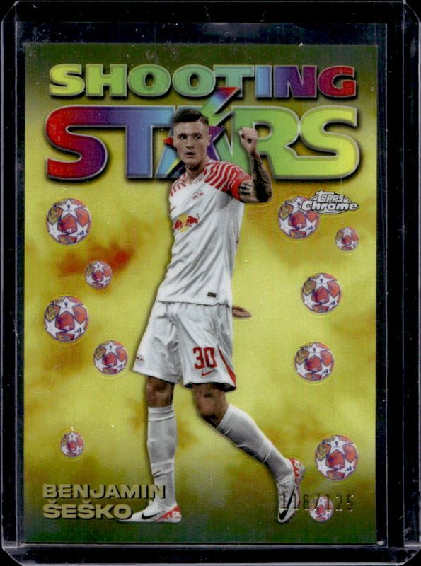 2023 Topps Chrome UEFA Club Competitions #98-9 1998 Topps Chrome Shooting Stars - Yellow Refractor /125