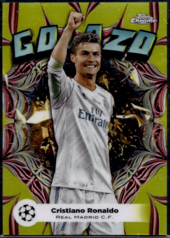 Cristiano Ronaldo 2023 Topps Chrome UEFA Club Competitions #GL-2 Golazo - Yellow Refractor /125 RAW